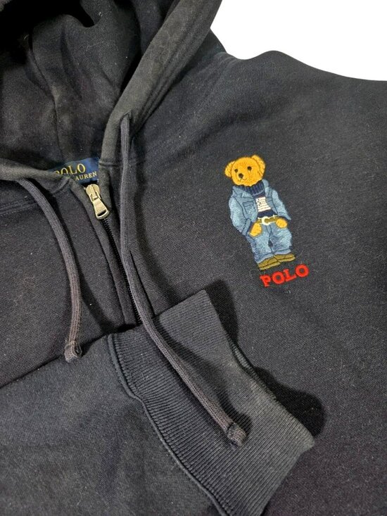 Polo Ralph Lauren Other - Polo Ralph Lauren ZIP Polo Bear Spellout Embroidered Hoodie Jacket Sz XXL Navy